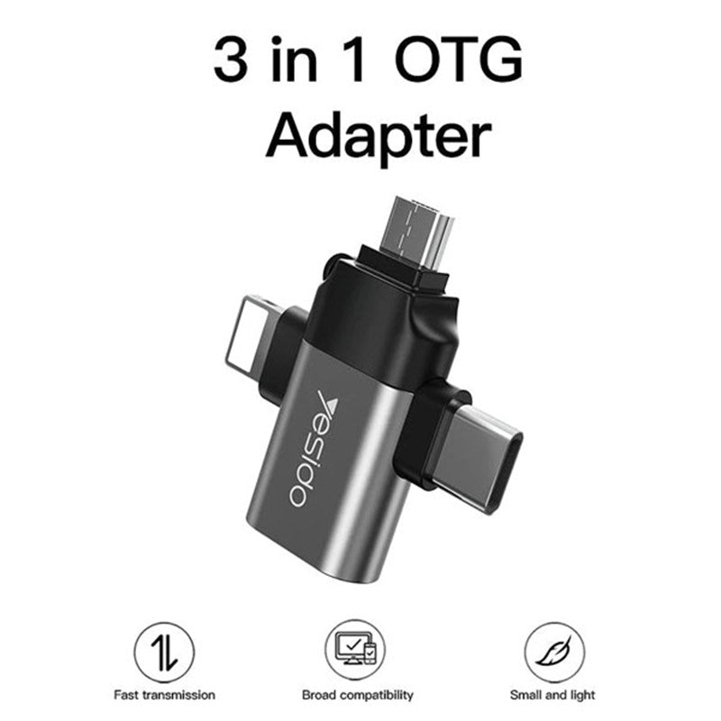 Yesido GS15 3 in 1 OTG Adapter , USB 3.0 Super Fast Data Transmission Yesido GS15 3 in 1 OTG Adapter , USB 3.0 Super Fast Data Transmission